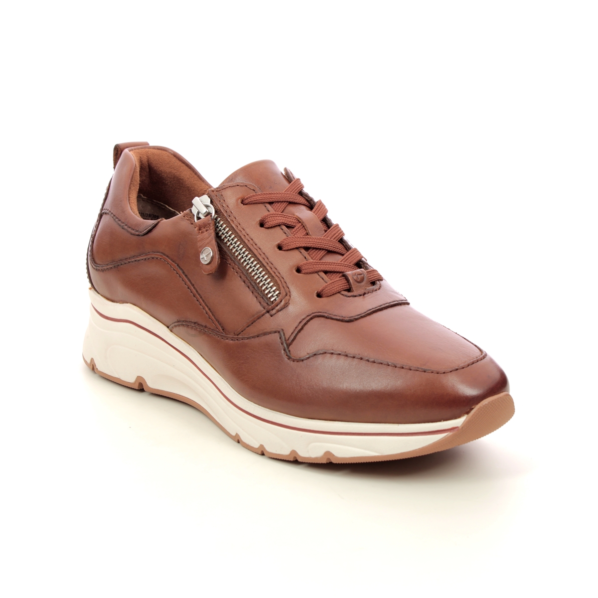 Tamaris Vinnie Tan Leather  Womens Trainers 23711-39-305 In Size 39 In Plain Tan Leather