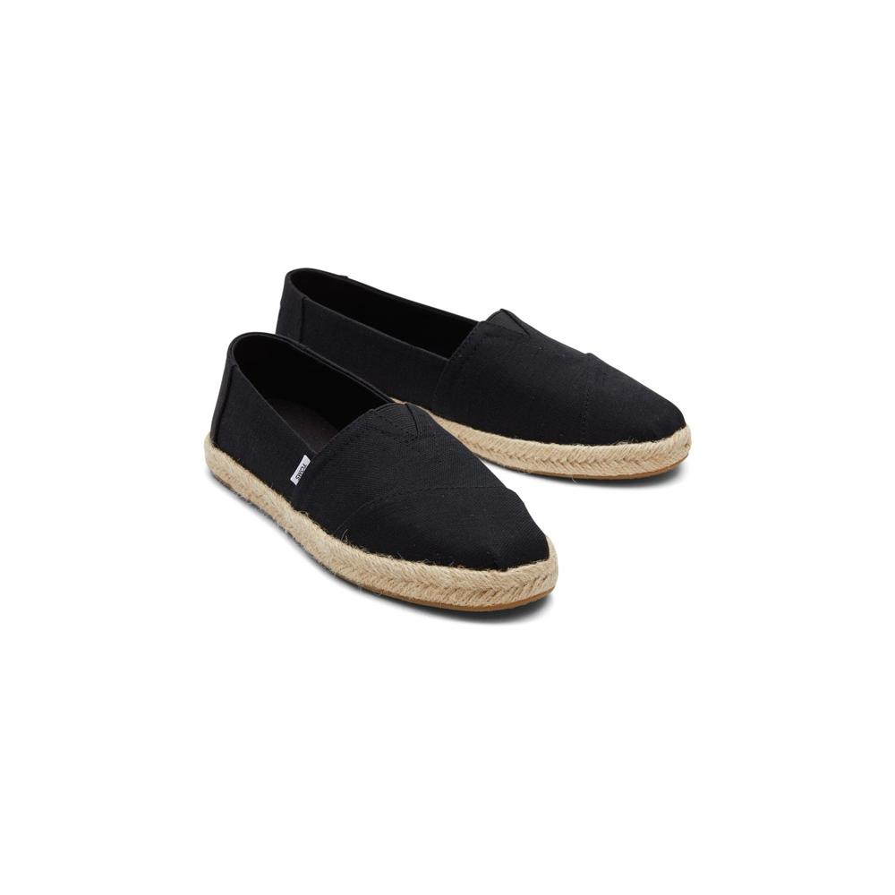 Toms Alpargata Rope Black Womens Comfort Slip On Shoes 10019670 in a Plain  in Size 8