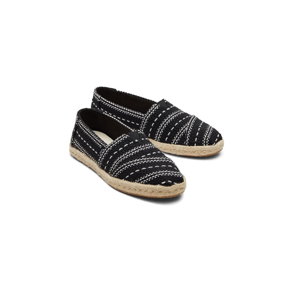 Toms Alpargata Rope Black Womens Comfort Slip On Shoes 10019676 in a Plain  in Size 8