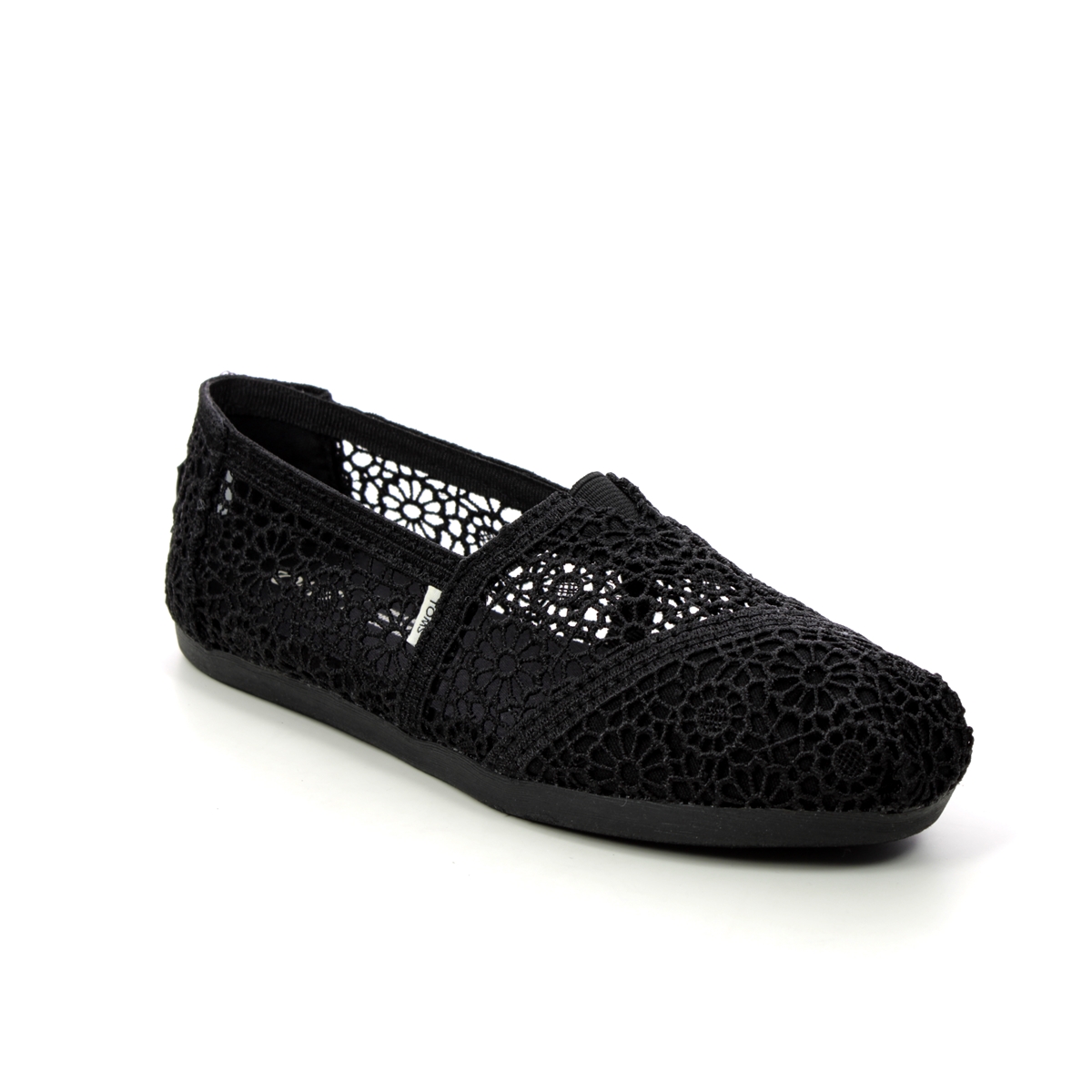 Toms Moroccan Crochet Black Womens Espadrilles 10016254- in a Plain Textile in Size 4