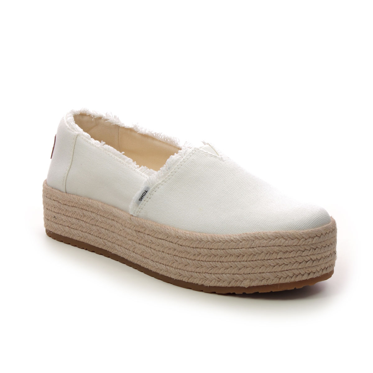 Toms Valencia Platform White Womens Espadrilles 10019820-66 in a Plain Canvas in Size 6