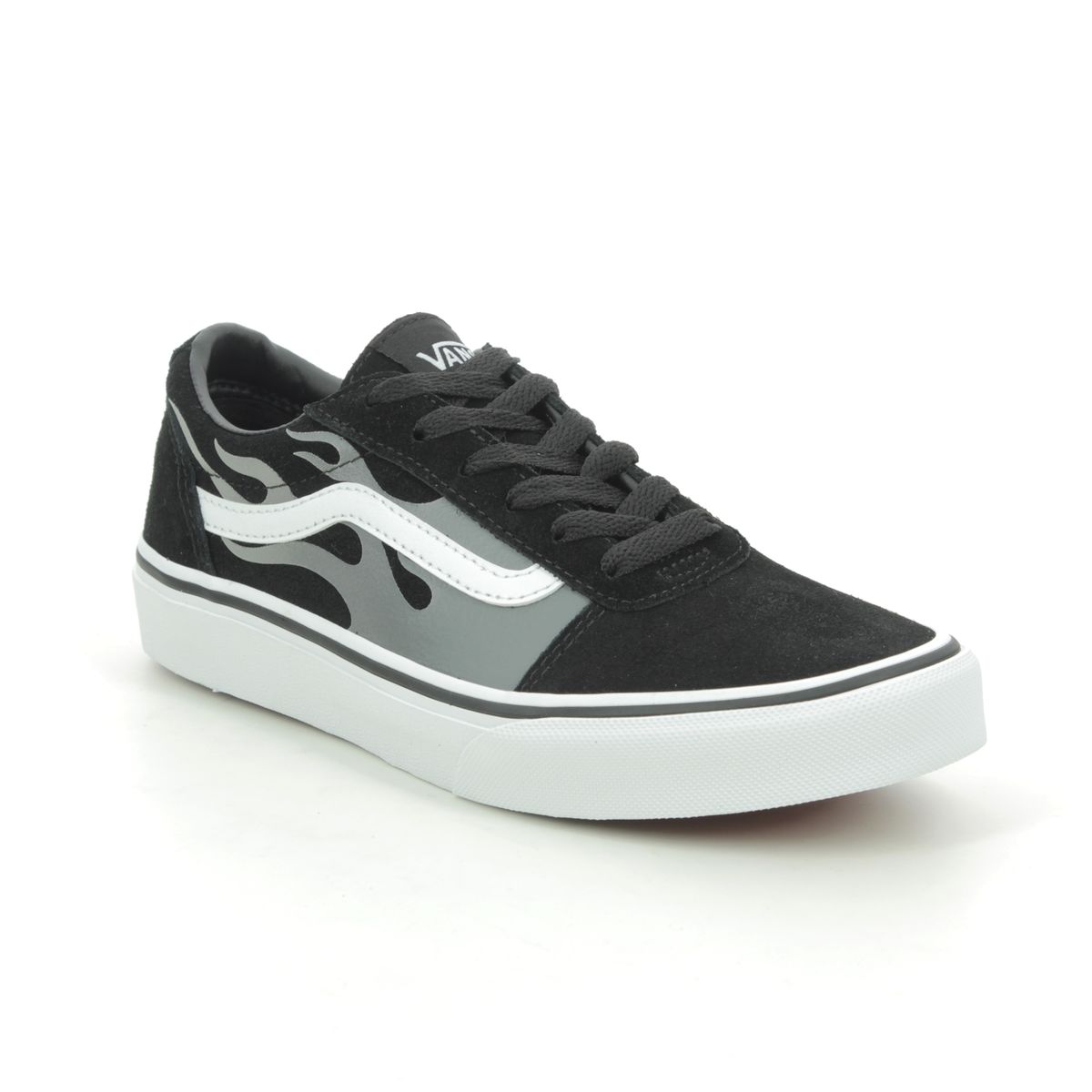 Vans Ward Flame Black grey Kids Boys Trainers VN0A38J93-RV1 in a Plain Leather in Size 2