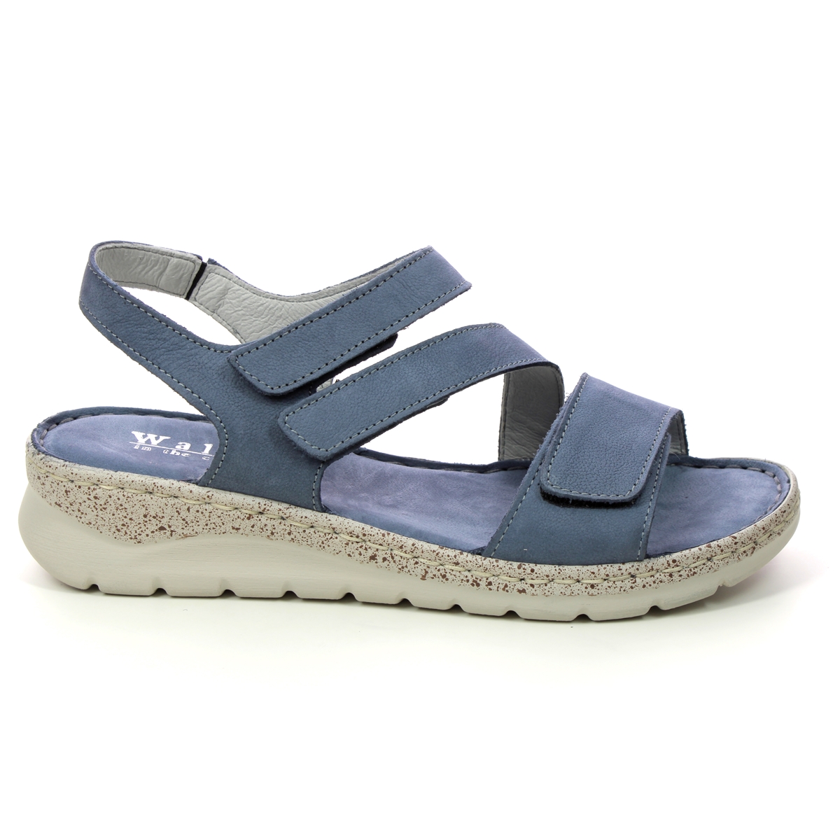 Begg Exclusive Tramba Wide BLUE LEATHER Womens Wedge Sandals 937147200-72